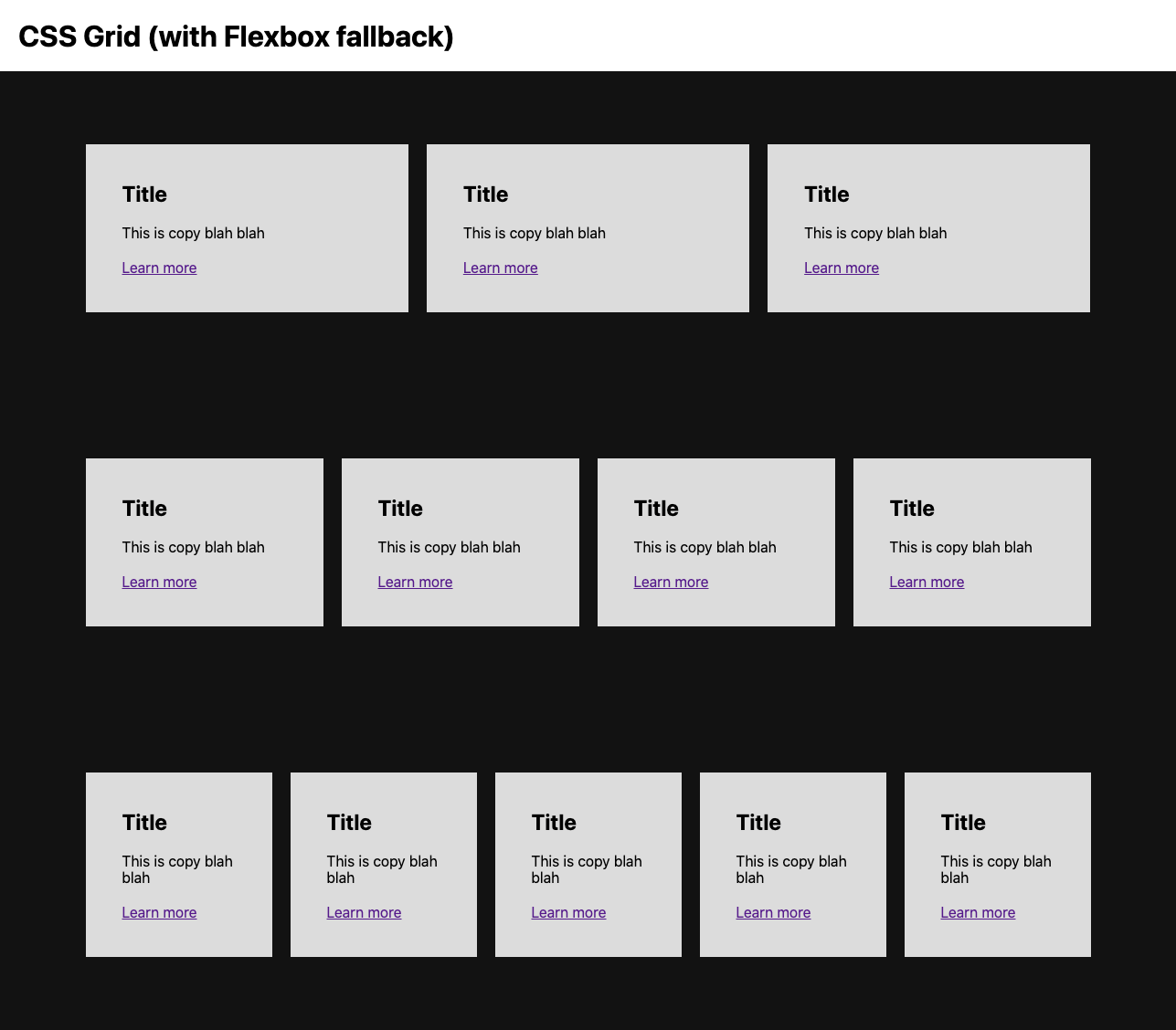 A screenshot of the grid system prototype