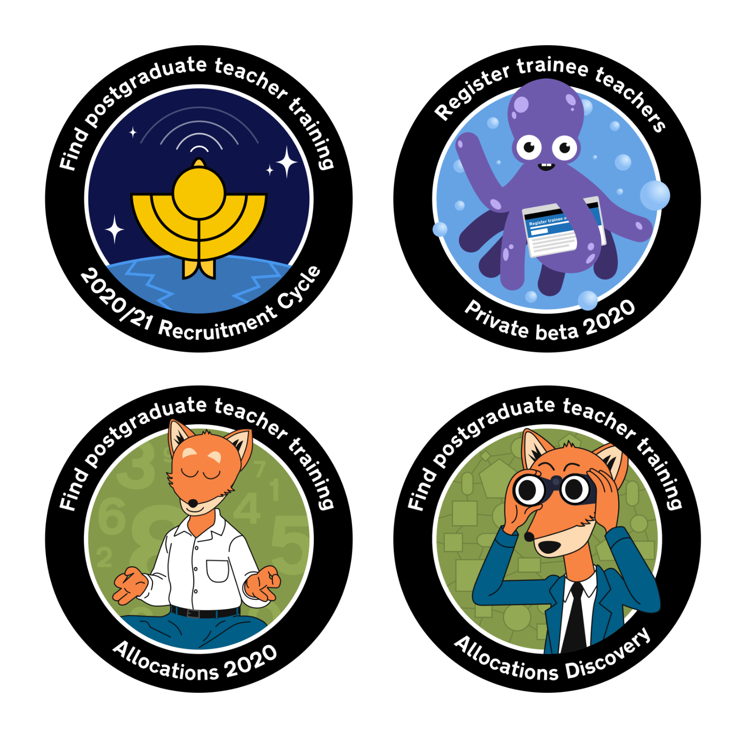 A collection of mission patch designs