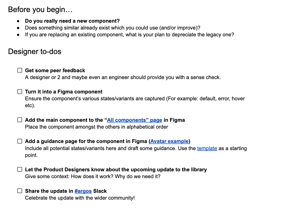 A checklist of to-dos for publishing web-app components