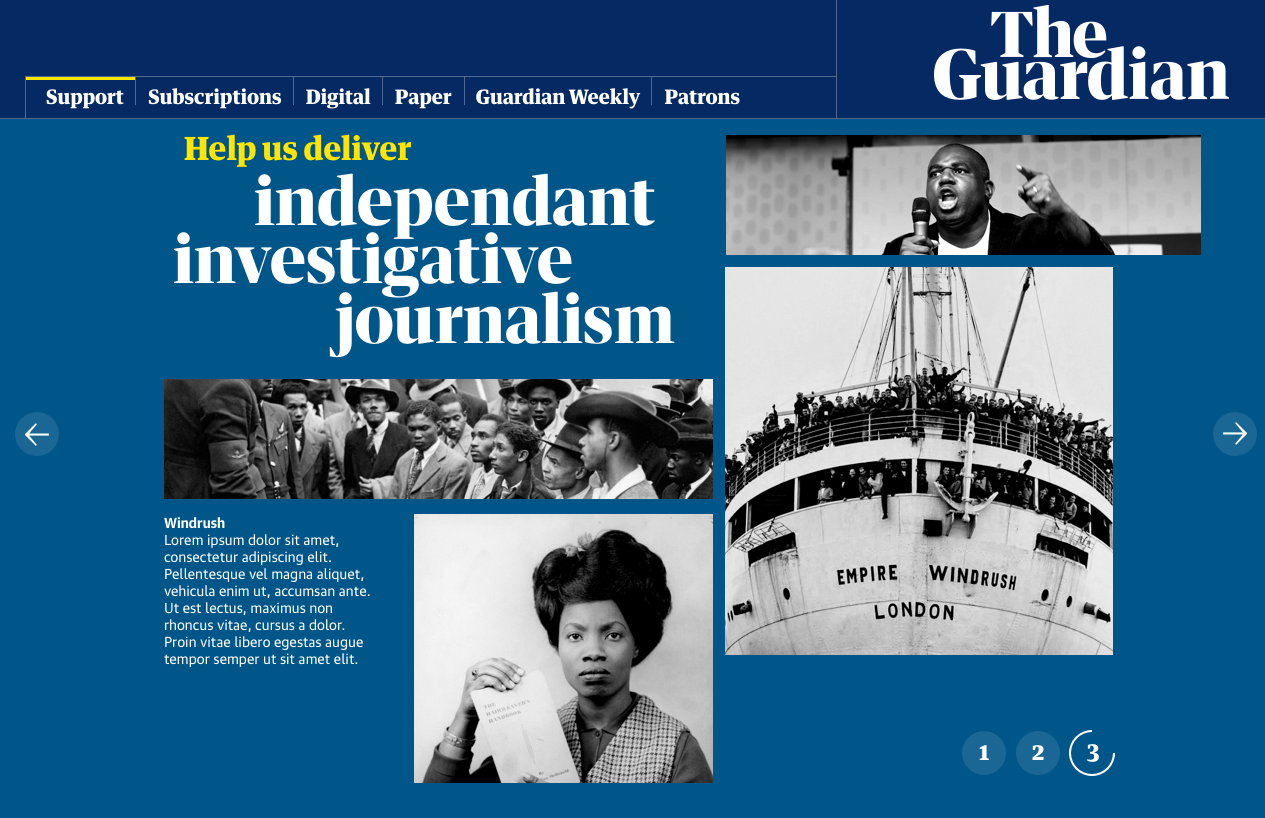 A screenshot of editorial designed layout